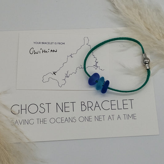 Gwithian 3 Bead Ladies Ghost Net Bracelet - Small