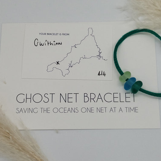 Gwithian 3 Bead Ladies Ghost Net Bracelet Medium