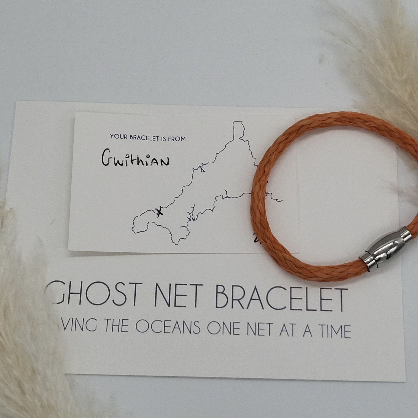 Gwithian Ghost Net Bracelet (Orange)- Medium