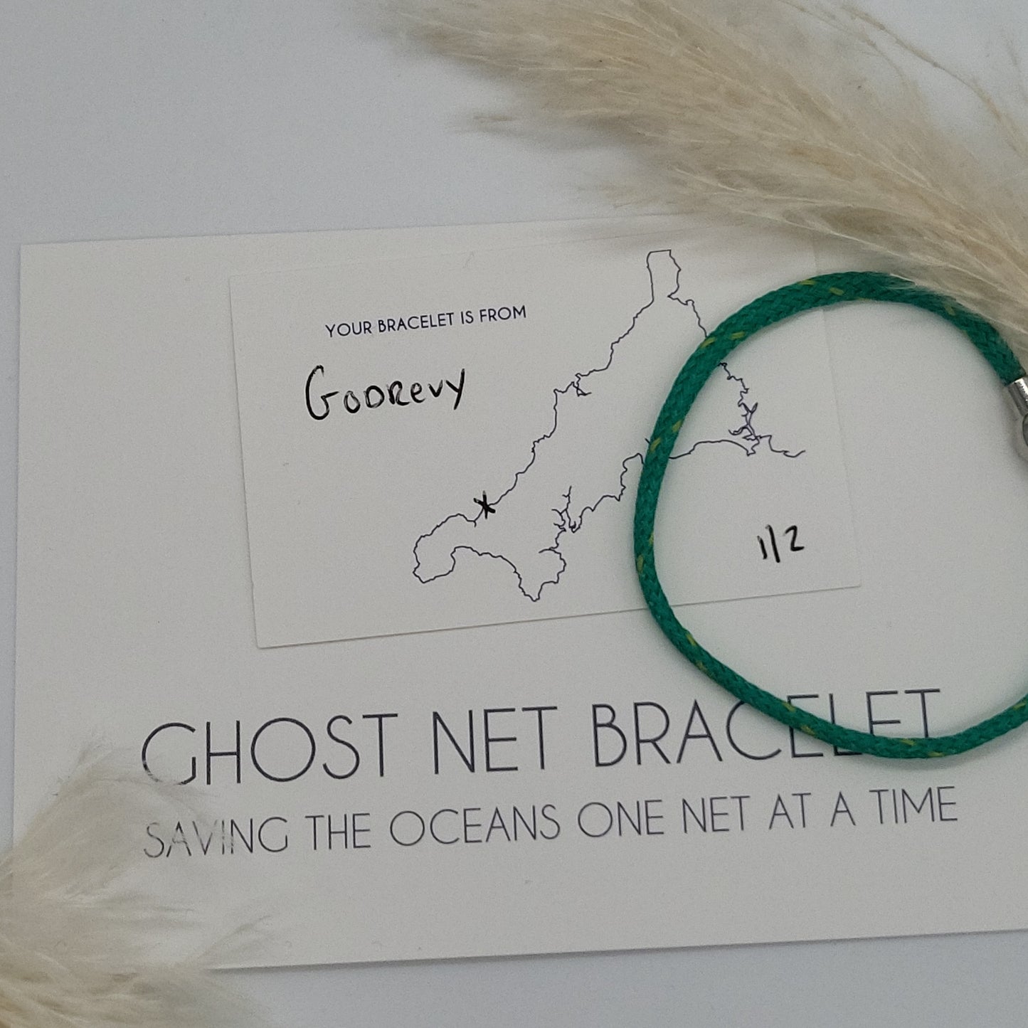 Godrevy Ghost Net Bracelet (Green and Yellow)- Medium