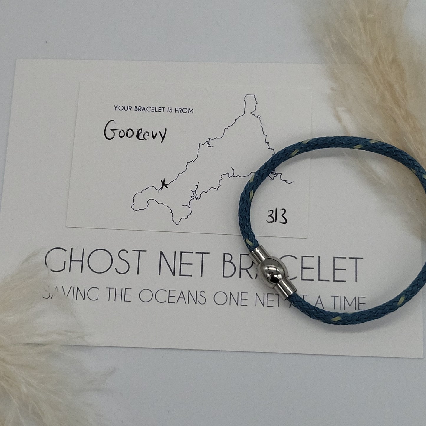 Godrevy Ghost Net Bracelet (Blue and Yellow)- Medium