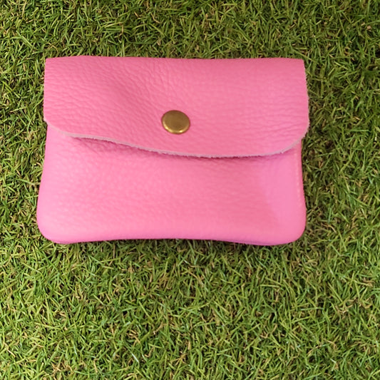 Leather Button Purse Pink