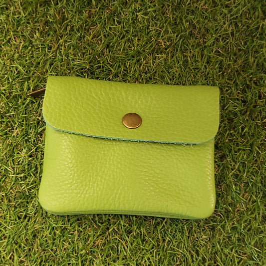 Leather Button Purse Lime