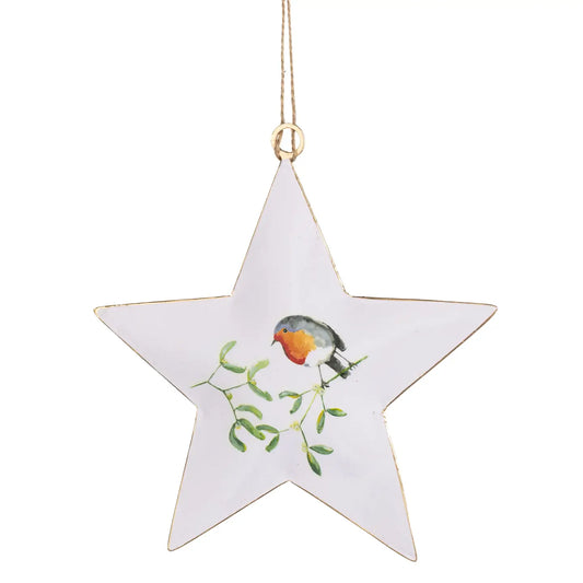 Star with Robin & Mistletoe Hanging