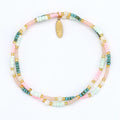 Kemboja Pastel Beaded Bracelet, Stretchy Pink Bracelet