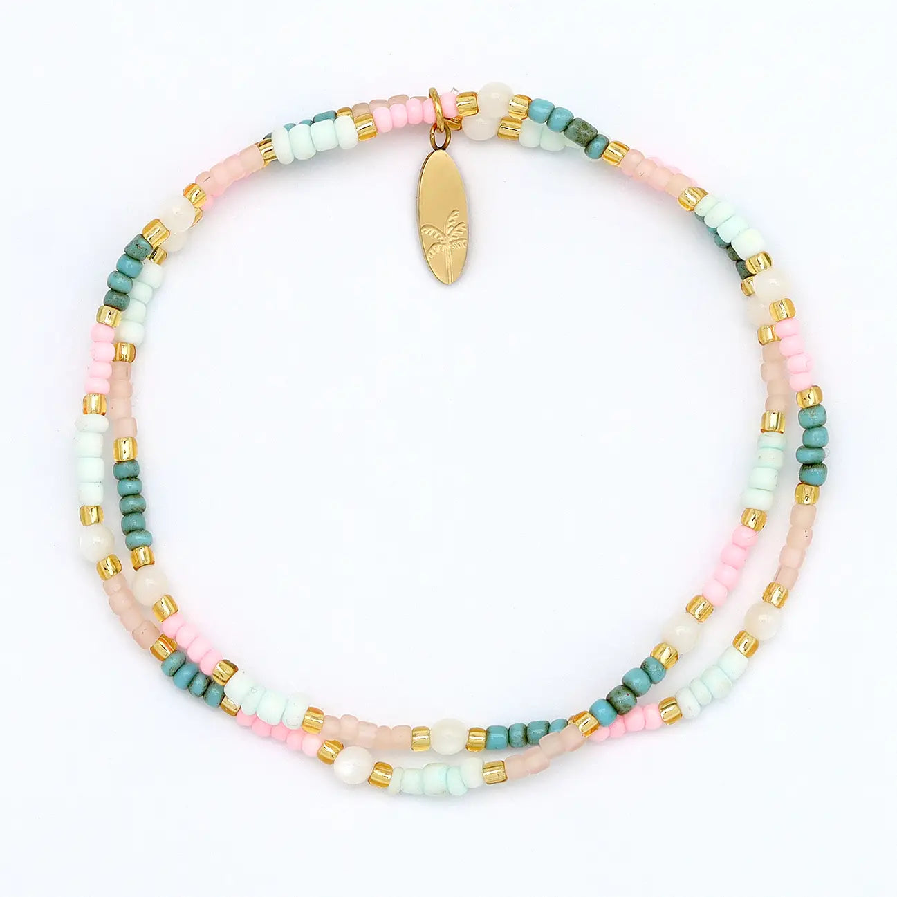 Kemboja Pastel Beaded Bracelet, Stretchy Pink Bracelet