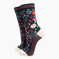 Pumpkin Floral Women's Bamboo Socks in Dark Green
