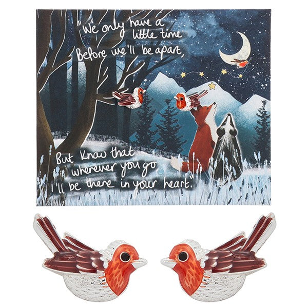 Fox Under The Moon Silver Plated Earrings In Your Heart
