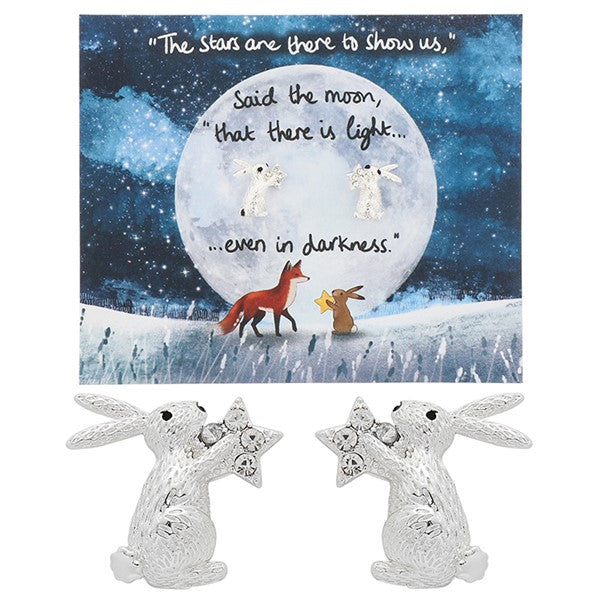 Fox Under The Moon Silver Plated Earrings Light / Dark