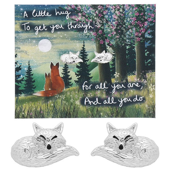 Fox Under The Moon Silver Plated Earrings Little Hug