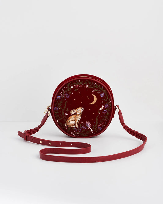 Fable Star Gazing Rabbit Embroidered Circle Bag