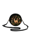 Black Embroidered Circle Bag
