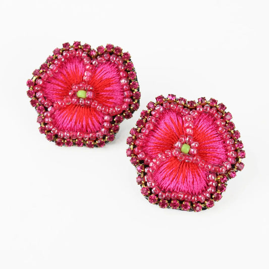 Pink Pansy Stud Earring