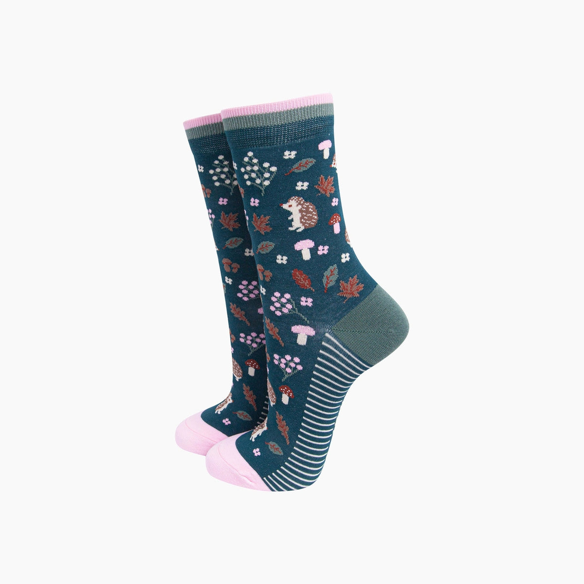 Hedgehog Women's Bamboo Socks in Forest Green
