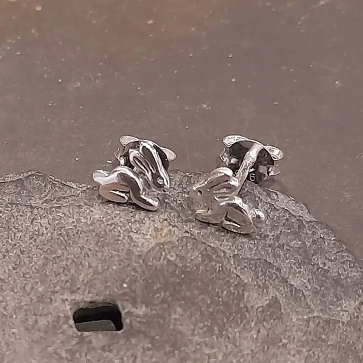 Silver Rabbit Stud Earrings