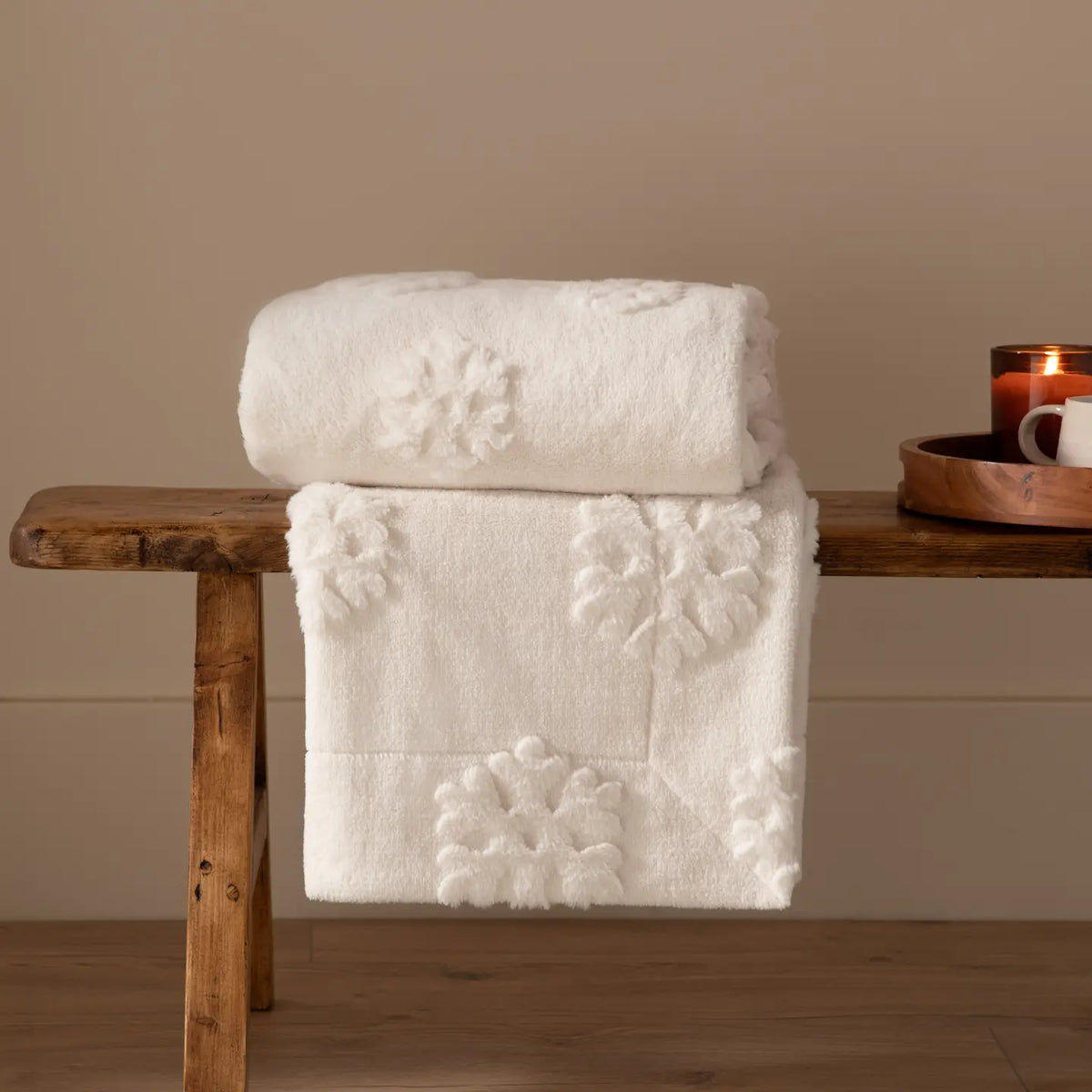 Snowflakes Faux Fur Throw Snow White