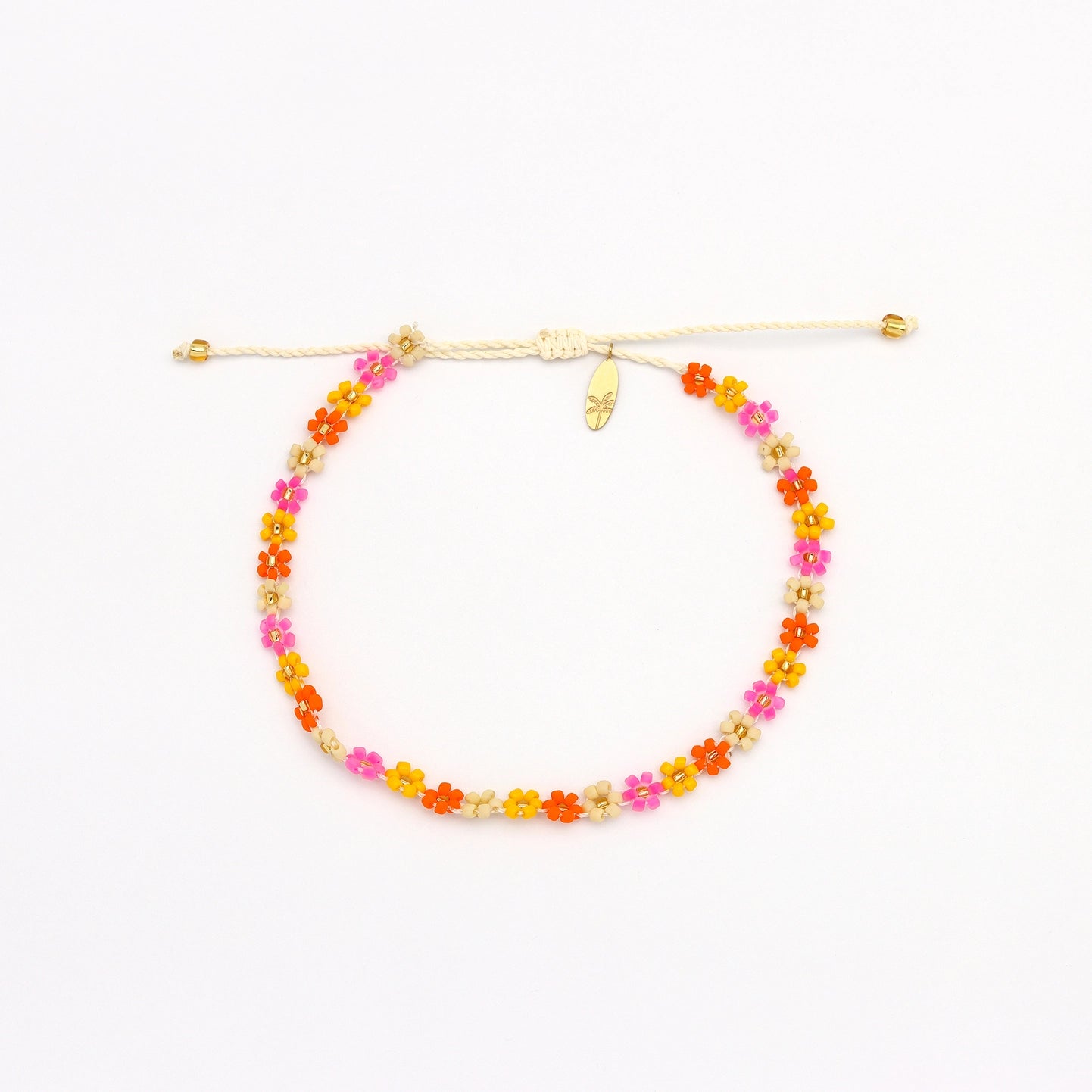 Kelopak Daisy Chain Beaded Anklet, Adjustable Ankle Bracelet