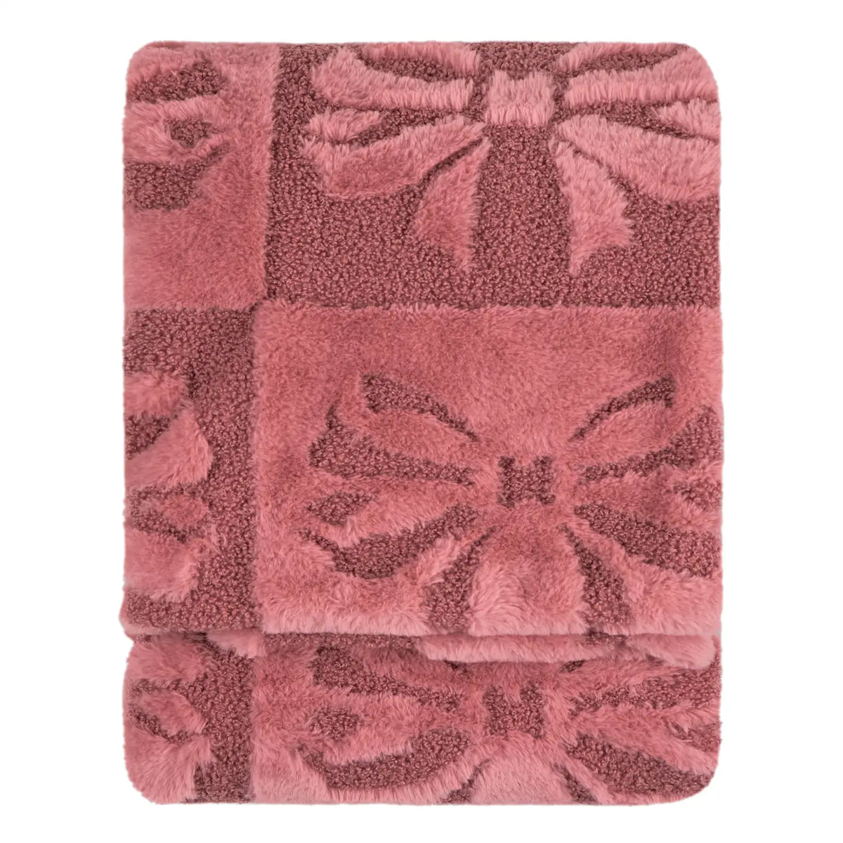 Fur Boucle Big Bows Throw Pink