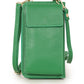 Bright Green Italian Leather Mobile Phone Wallet Combo Bag