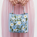 Forget Me Not Blue Embroidered Bucket Bag