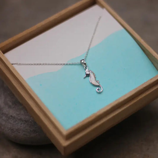 Pearly Sea Horse Necklace