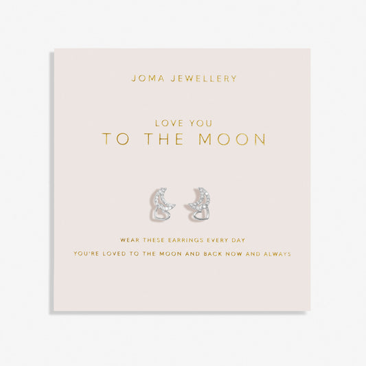 Forever Yours 'Love You To The Moon' Earrings In Silver Plating