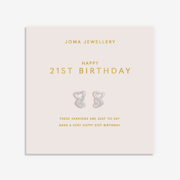 Forever Yours 'Happy 21st Birthday' Earrings In Silver Plating