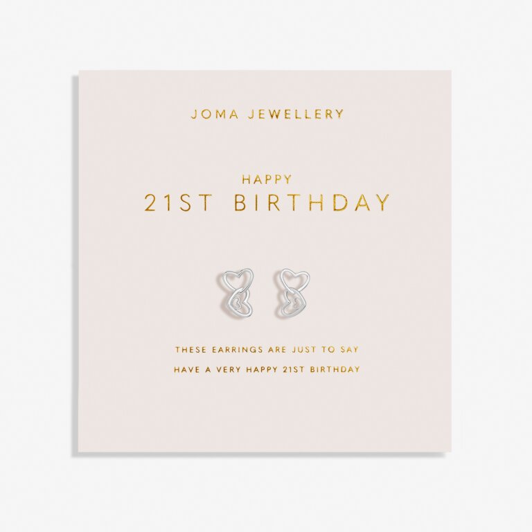 Forever Yours 'Happy 21st Birthday' Earrings In Silver Plating