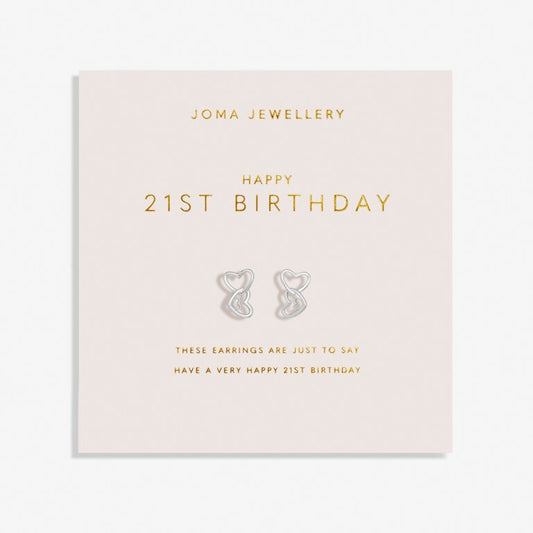 Forever Yours 'Happy 21st Birthday' Earrings In Silver Plating