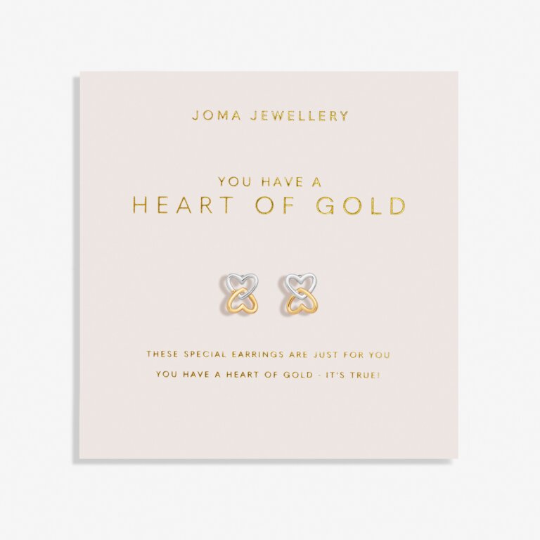 Forever Yours 'You Have A Heart Of Gold' Earrings In Silver And Gold Plating