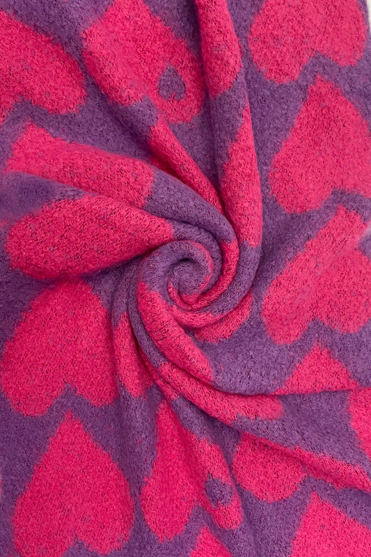 Loveheart Print Diagonal Edge Wool Scarf