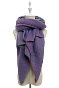 Plain Contrast Stitch Wool Diagonal Edge Scarf