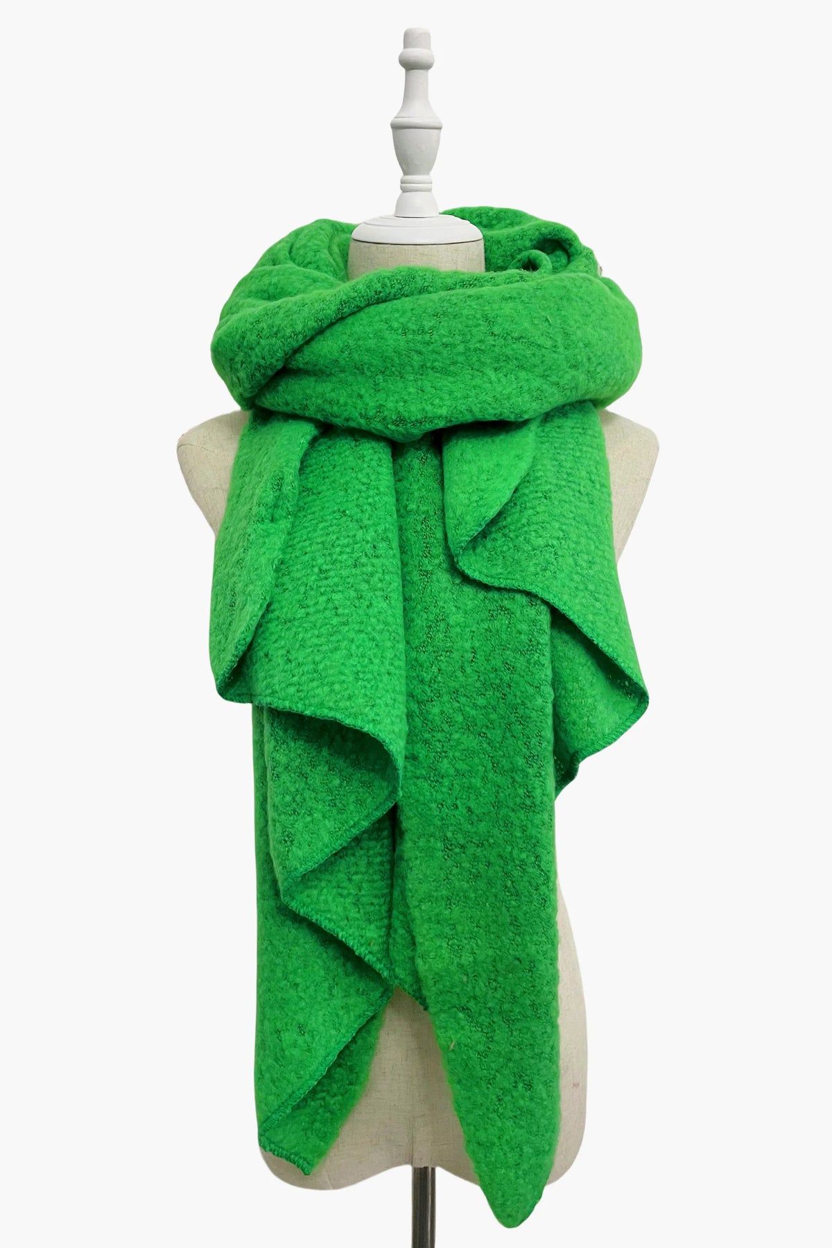 Plain Boucle Diagonal Edge Wool Scarf