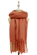 Cosy Plain Blanket Tassel Scarf