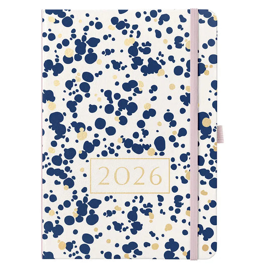 2026 A5 Diary Day-A-Page Planner | Navy Spray Print | Busy B