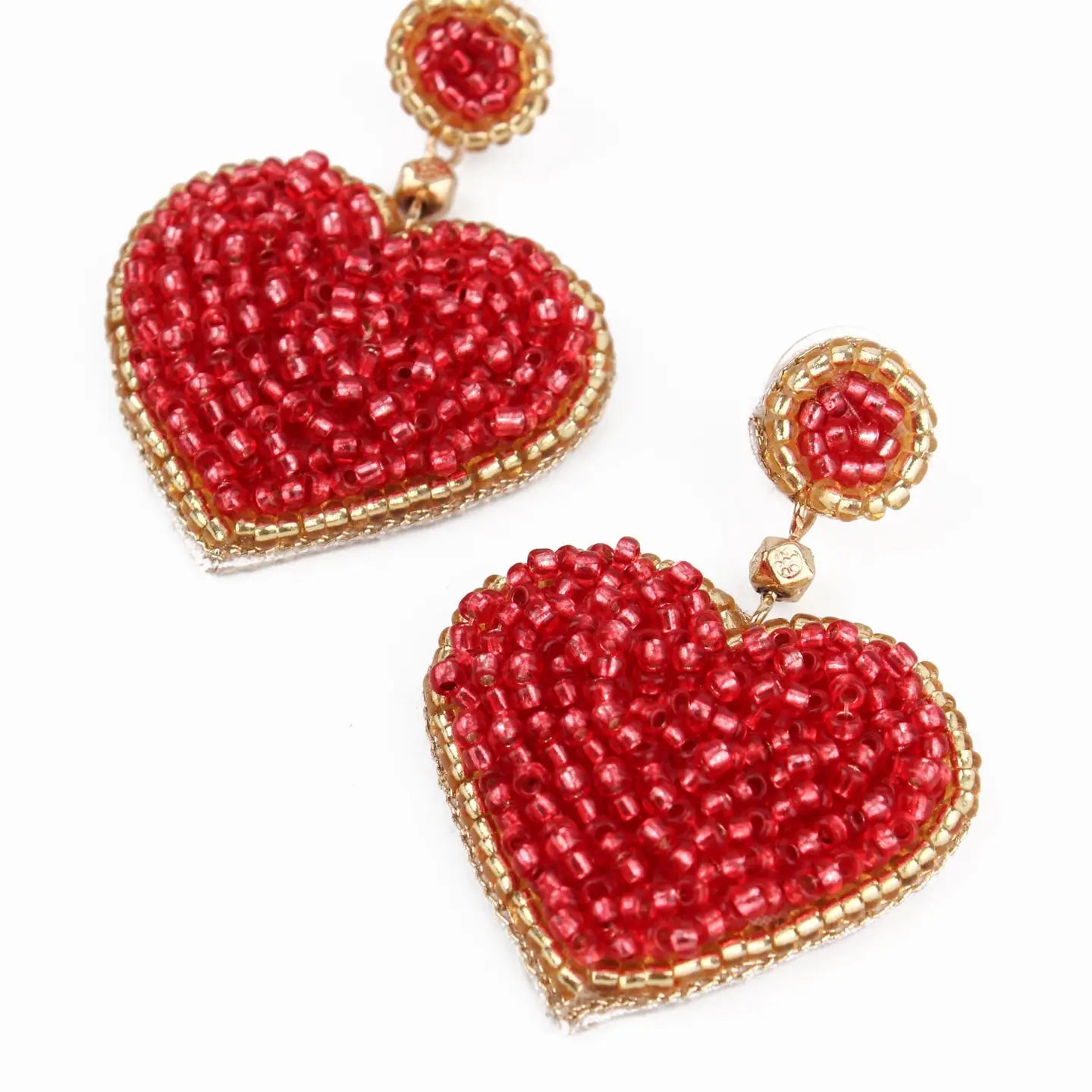 Red Heart Beaded Earrings