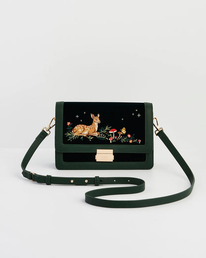 Fable Fawn Embroidered Fold Over Bag