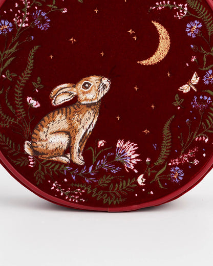 Fable Star Gazing Rabbit Embroidered Circle Bag