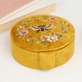 Mustard Velvet Floral Bee Theme Jewellery Box
