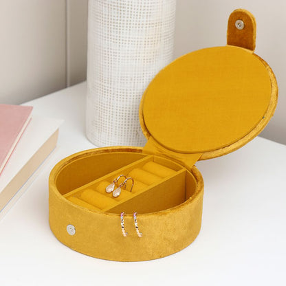 Mustard velvet floral bee theme jewellery box