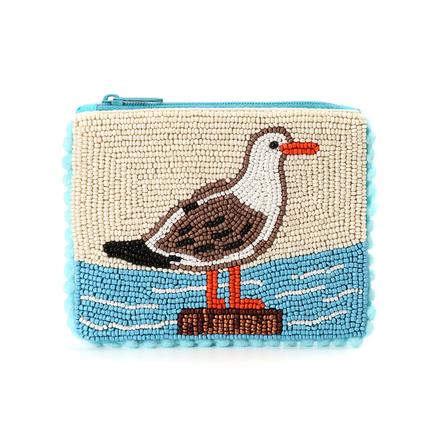 Beaded seagull purse