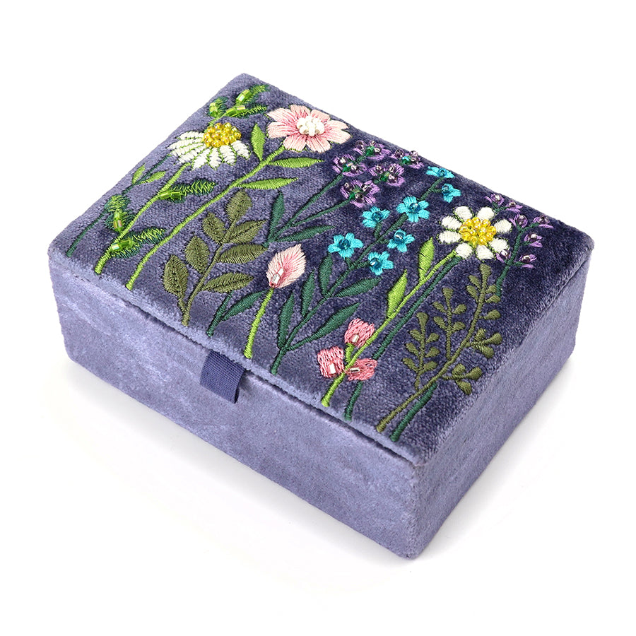Voilet blue velvet meadow jewellery box