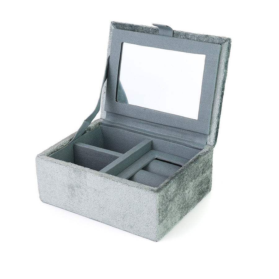 Hedgehogs blue-grey velvet embellished autumn hedgehog small jewellery box