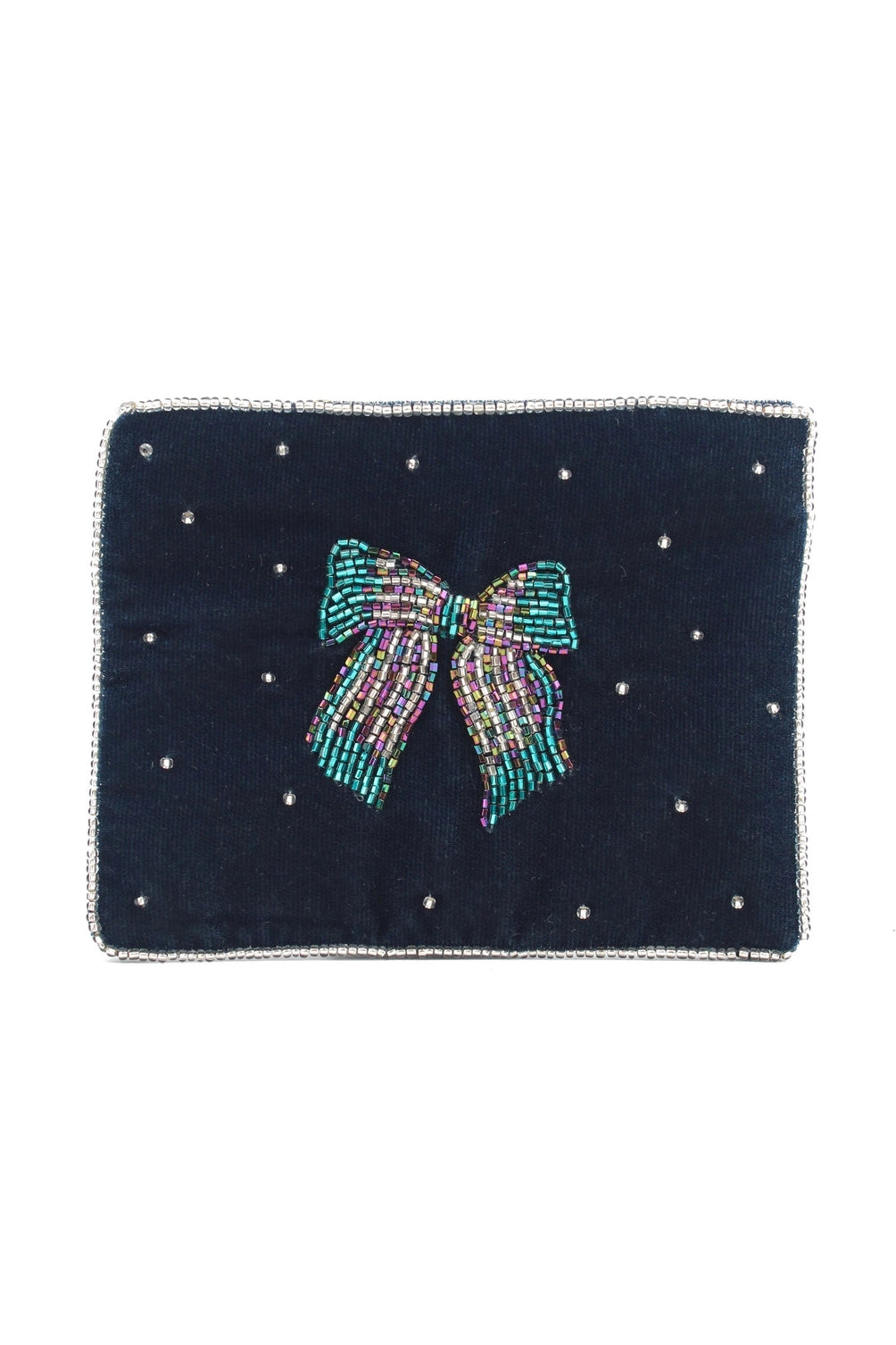 Silver Blue Bow Small Pouch