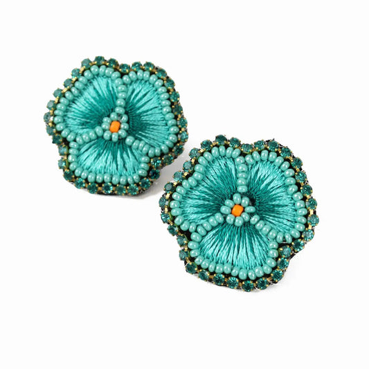 Turquoise Pansy Stud Earring
