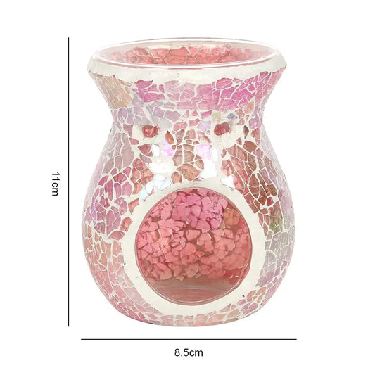 Small Pink Iridescent Crackle Oil Burner and Wax Warmer