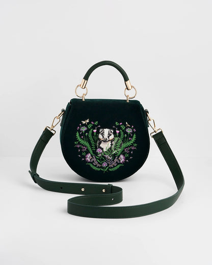 Fable Badger Embroidered Top Handle Saddle Bag