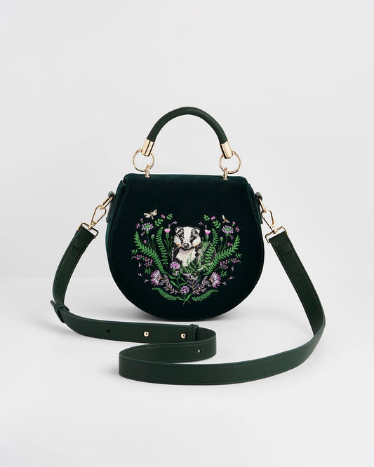 Fable Badger Embroidered Top Handle Saddle Bag