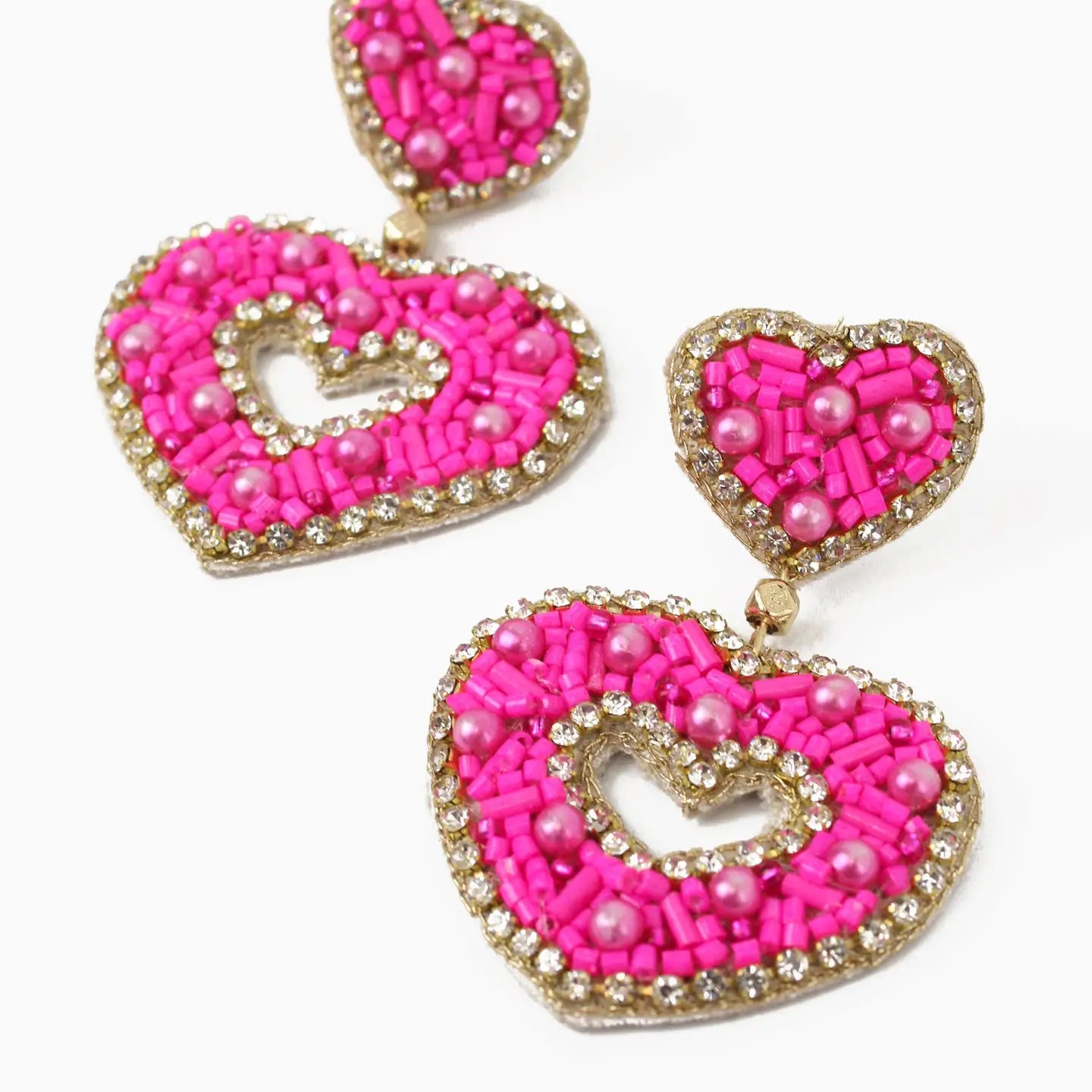 Pink Heart Sparkle Earrings