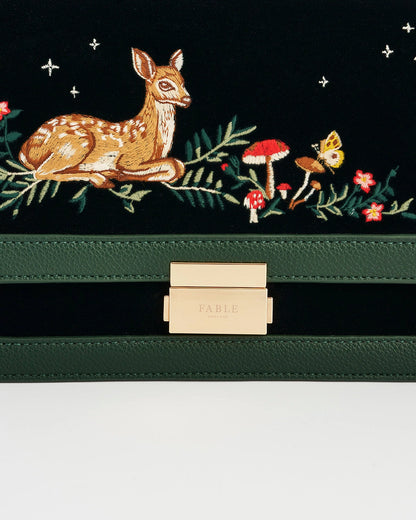 Fable Fawn Embroidered Fold Over Bag